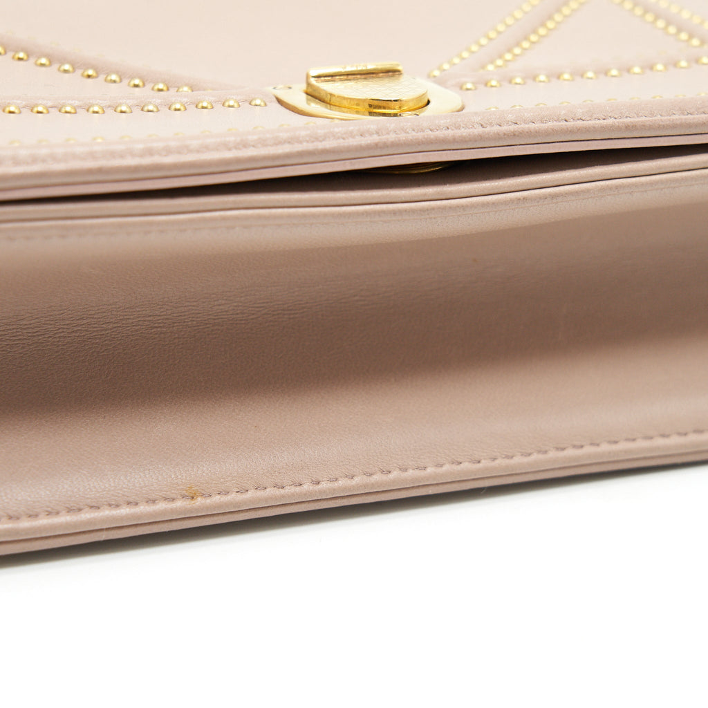 DIOR SMALL STUDDED DIORAMA BEIGE GHW
