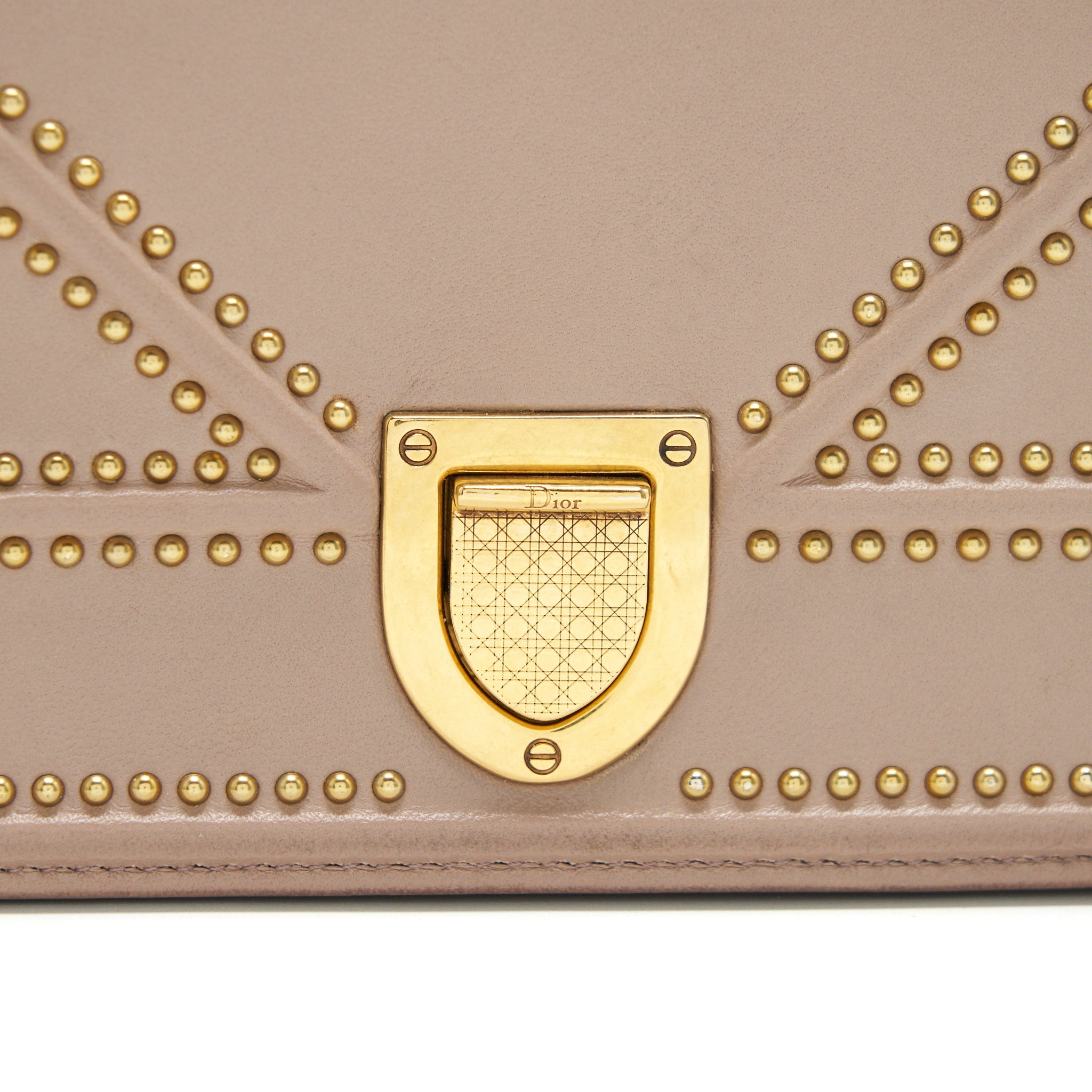 DIOR SMALL STUDDED DIORAMA BEIGE GHW