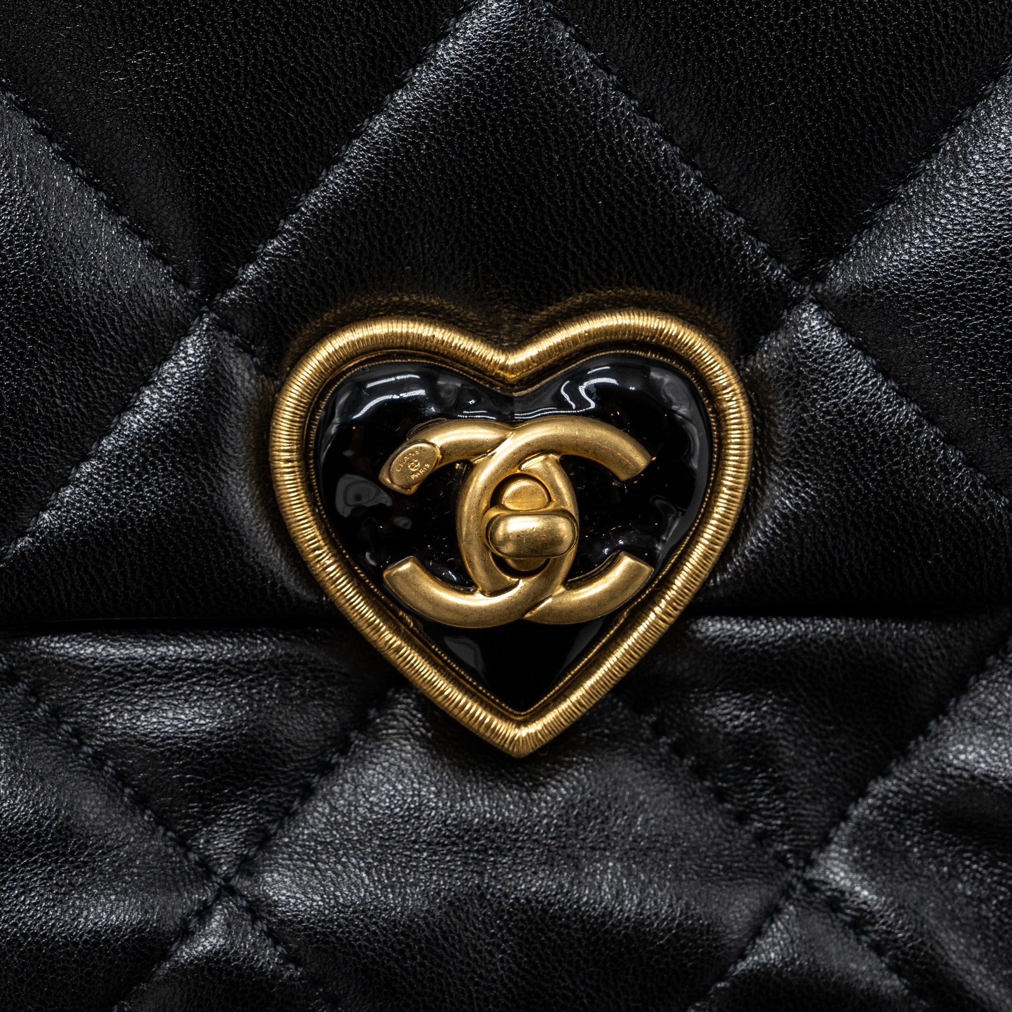 CHANEL 23S COCO LOVE FLAP BAG LAMBSKIN BLACK BRUSHED GHW (MICROCHIP)
