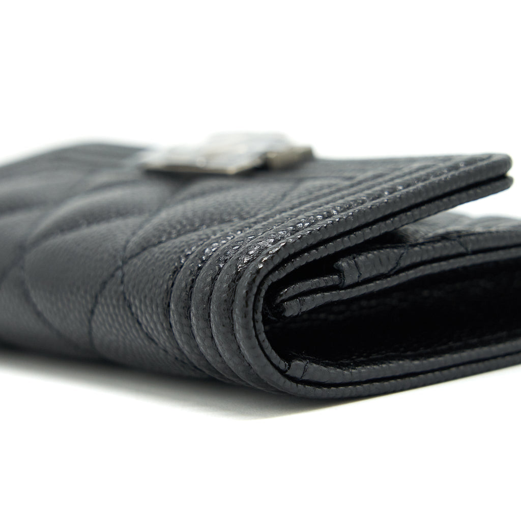 CHANEL BOY CARDHOLDER CAVIAR BLACK RUTHENIUM SHW