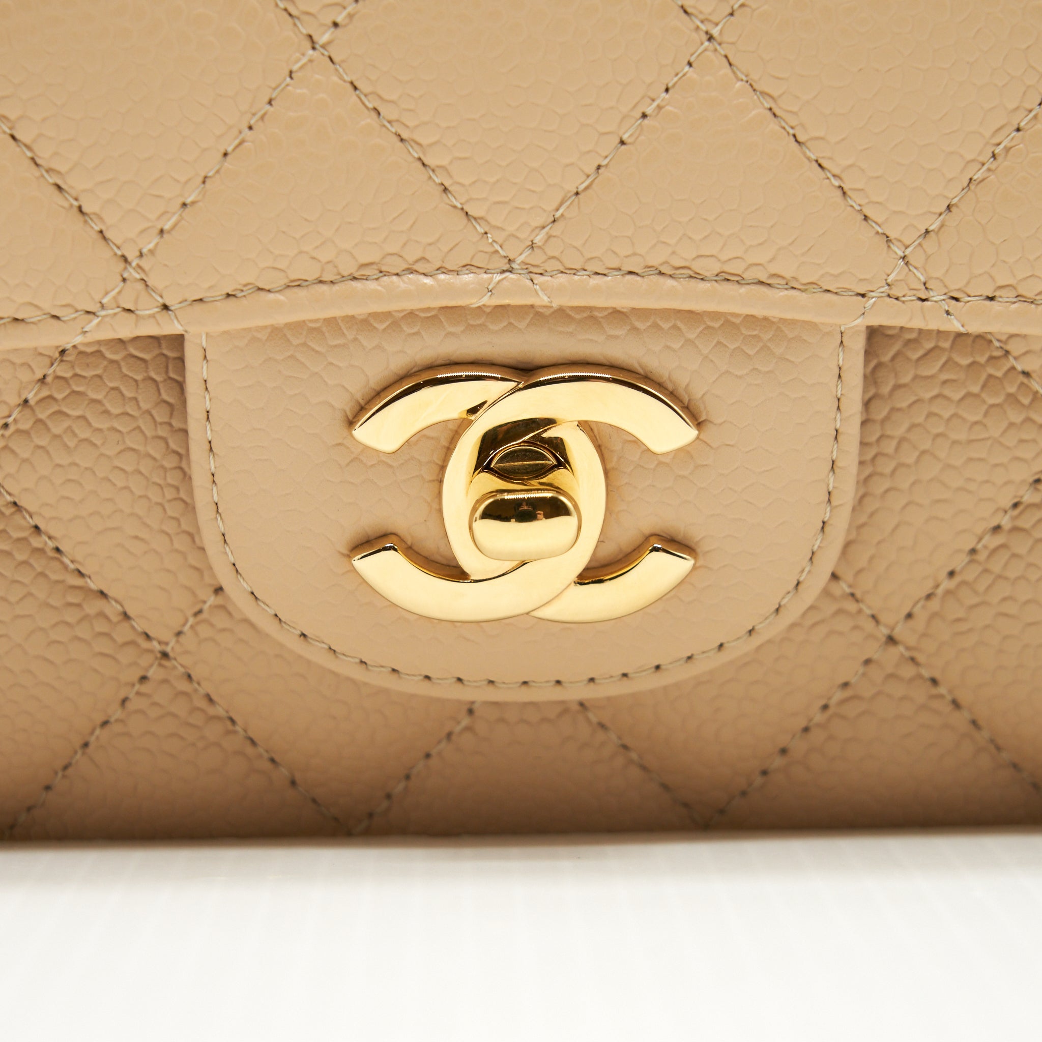 CHANEL MEDIUM CLASSIC DOUBLE FLAP BAG CAVIAR BEIGE LGHW