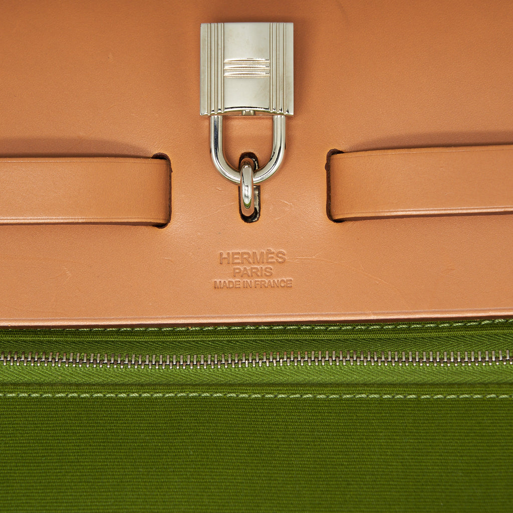 HERMES HERBAG ZIP 39 CANVAS PELOUSE/ NATURE SHW