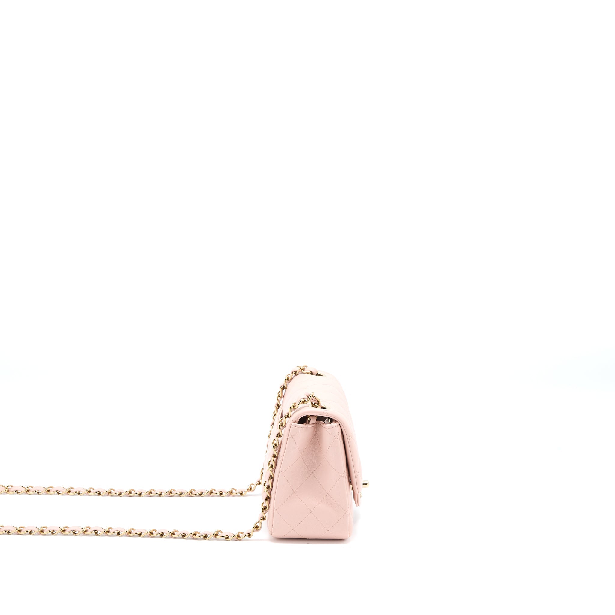 CHANEL MINI SQUARE FLAP BAG LAMBSKIN LIGHT PINK LGHW (MICROCHIP)