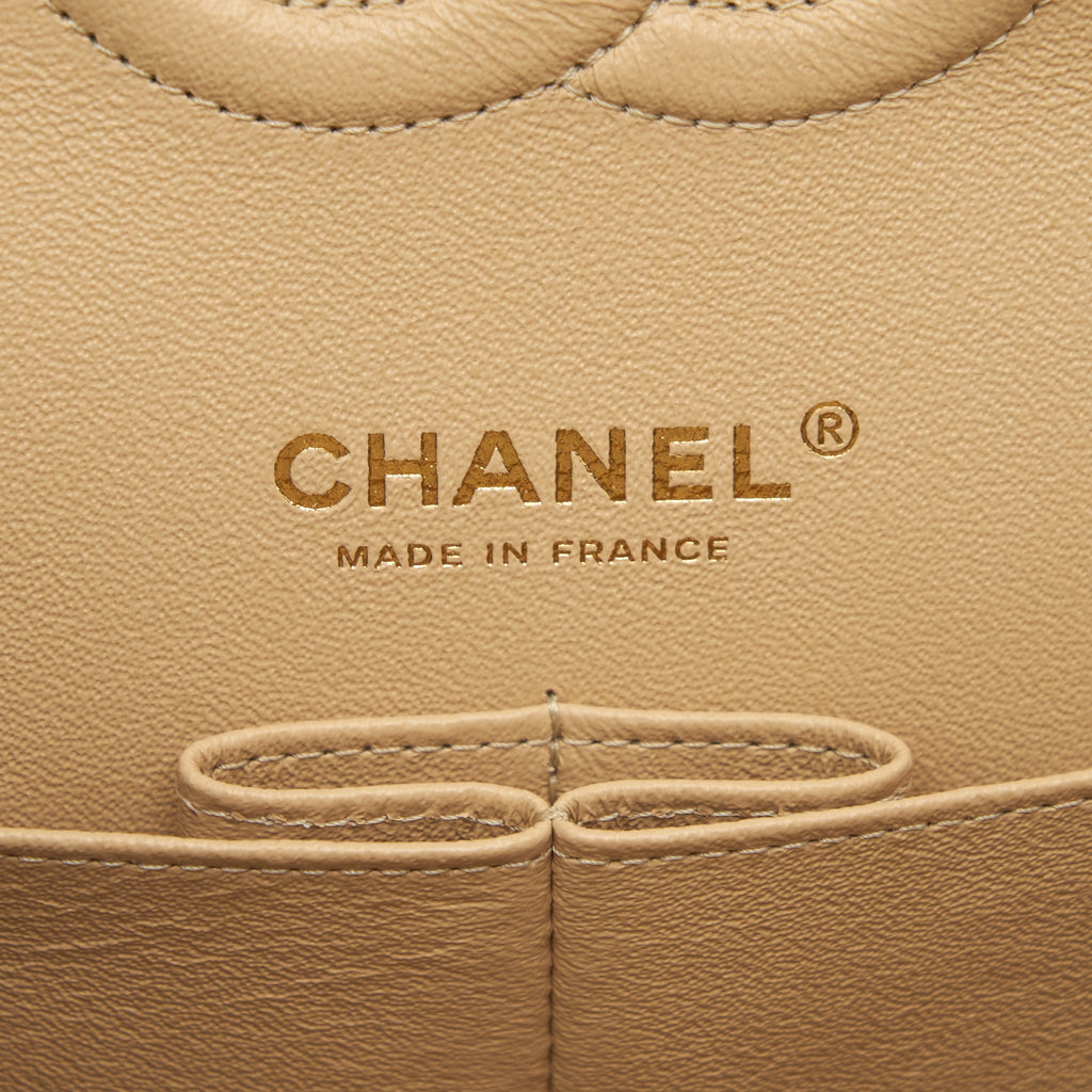 CHANEL MEDIUM CLASSIC DOUBLE FLAP BAG CAVIAR BEIGE LGHW