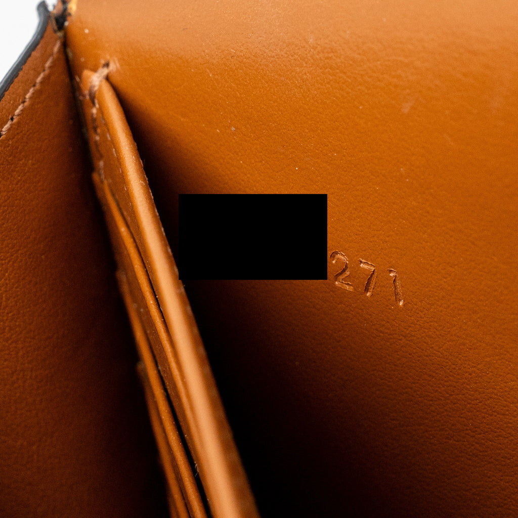 CELINE WALLET ON STRAP TRIOMPHE CANVAS/SMOOTH LAMBSKIN TAN GHW