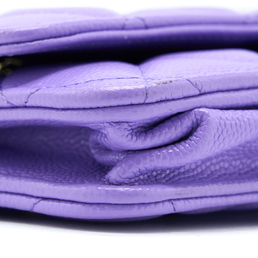 CHANEL CLASSIC WALLET ON CHAIN CAVIAR PURPLE LGHW