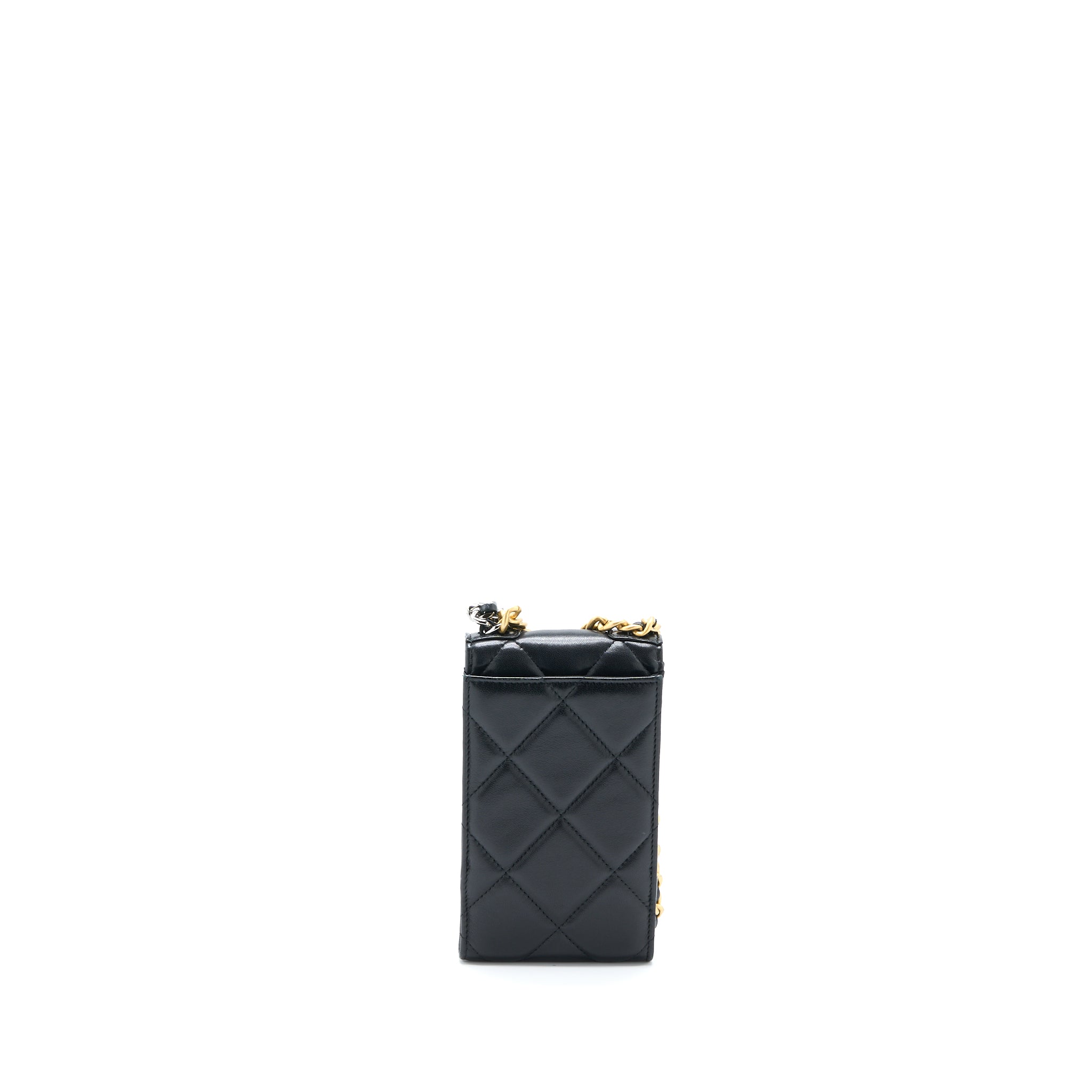 CHANEL 19 PHONE POUCH WITH CHAIN LAMBSKIN BLACK MULTICOLOUR HARDWARE