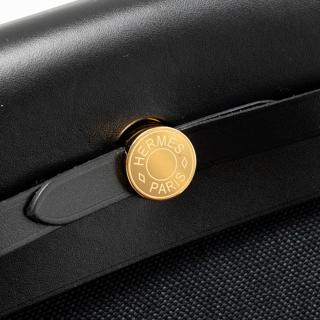 HERMES HERBAG MINI CANVAS/HUNTER BLACK GHW