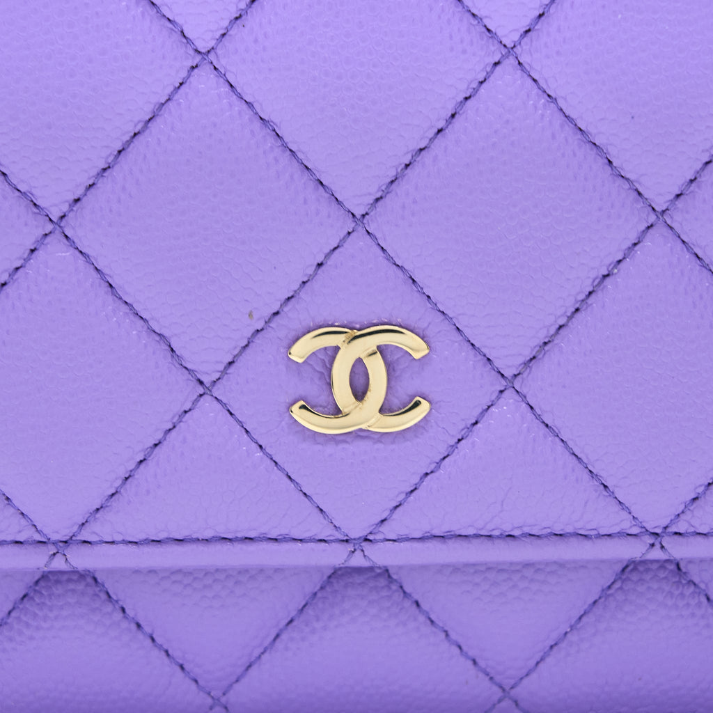 CHANEL CLASSIC WALLET ON CHAIN CAVIAR PURPLE LGHW