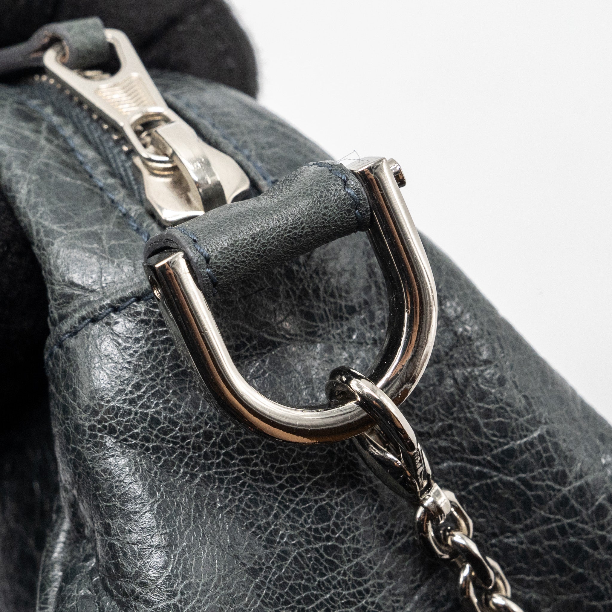 BALENCIAGA MINI CITY CROSSBODY CHAIN BAG LEATHER GREY SHW