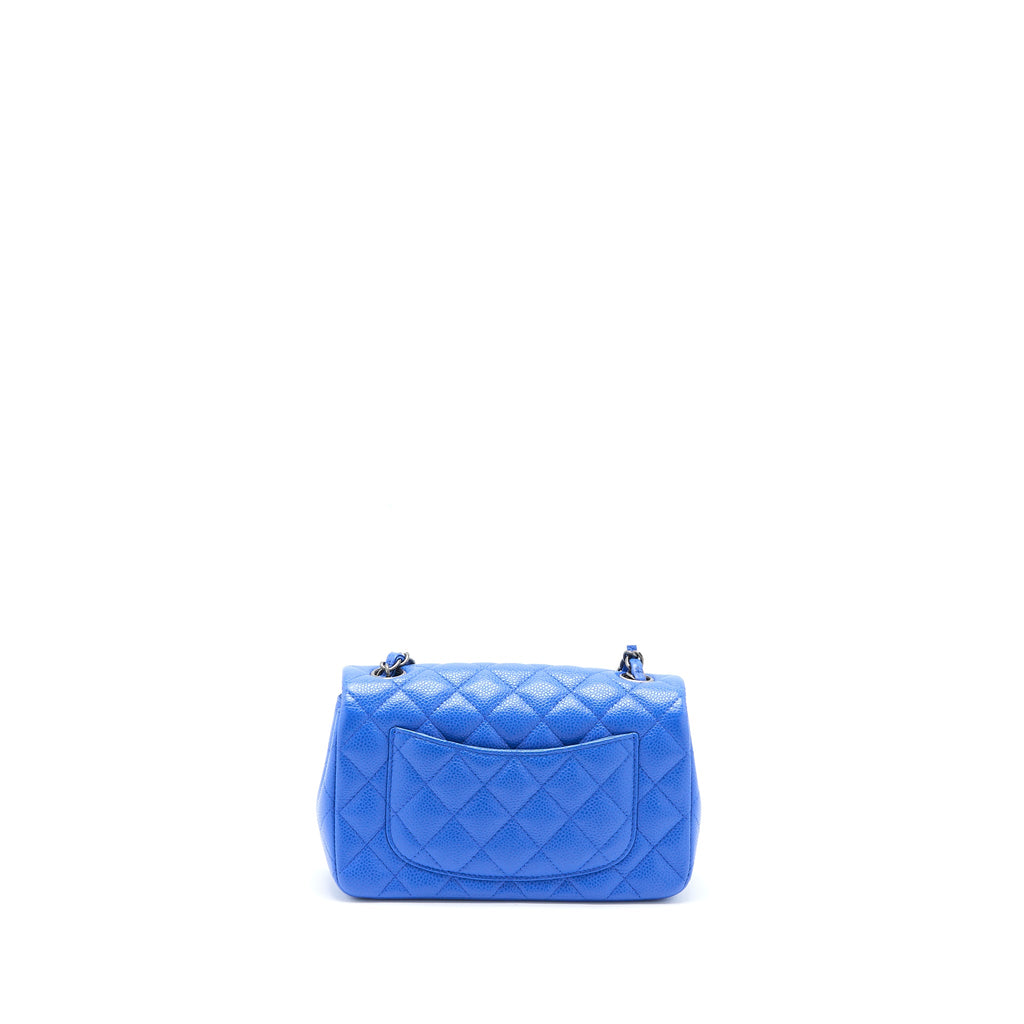 CHANEL MINI RECTANGULAR FLAP BAG CAVIAR BLUE RUTHENIUM HARDWARE