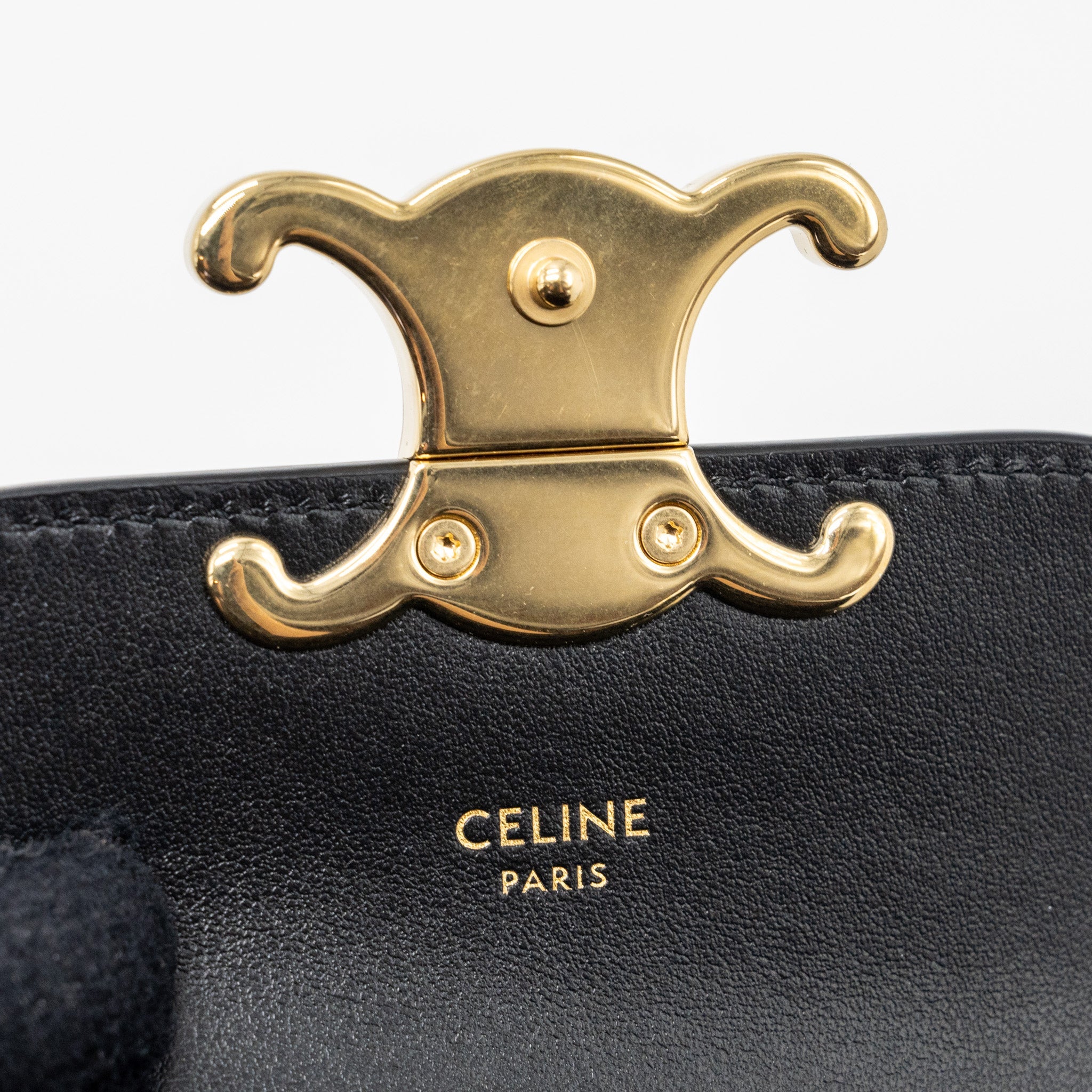 CELINE CLAUDE SHINY CALFSKIN BLACK GHW