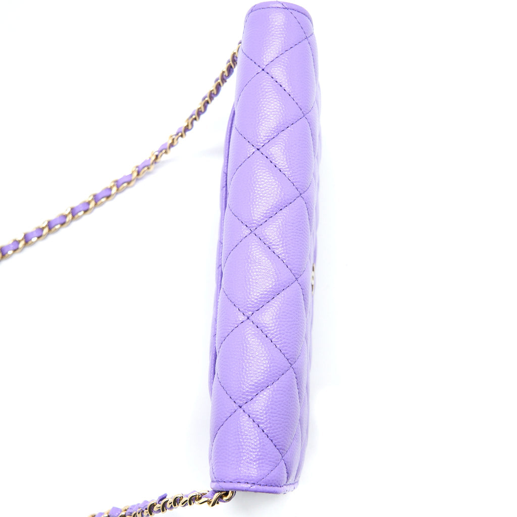 CHANEL CLASSIC WALLET ON CHAIN CAVIAR PURPLE LGHW