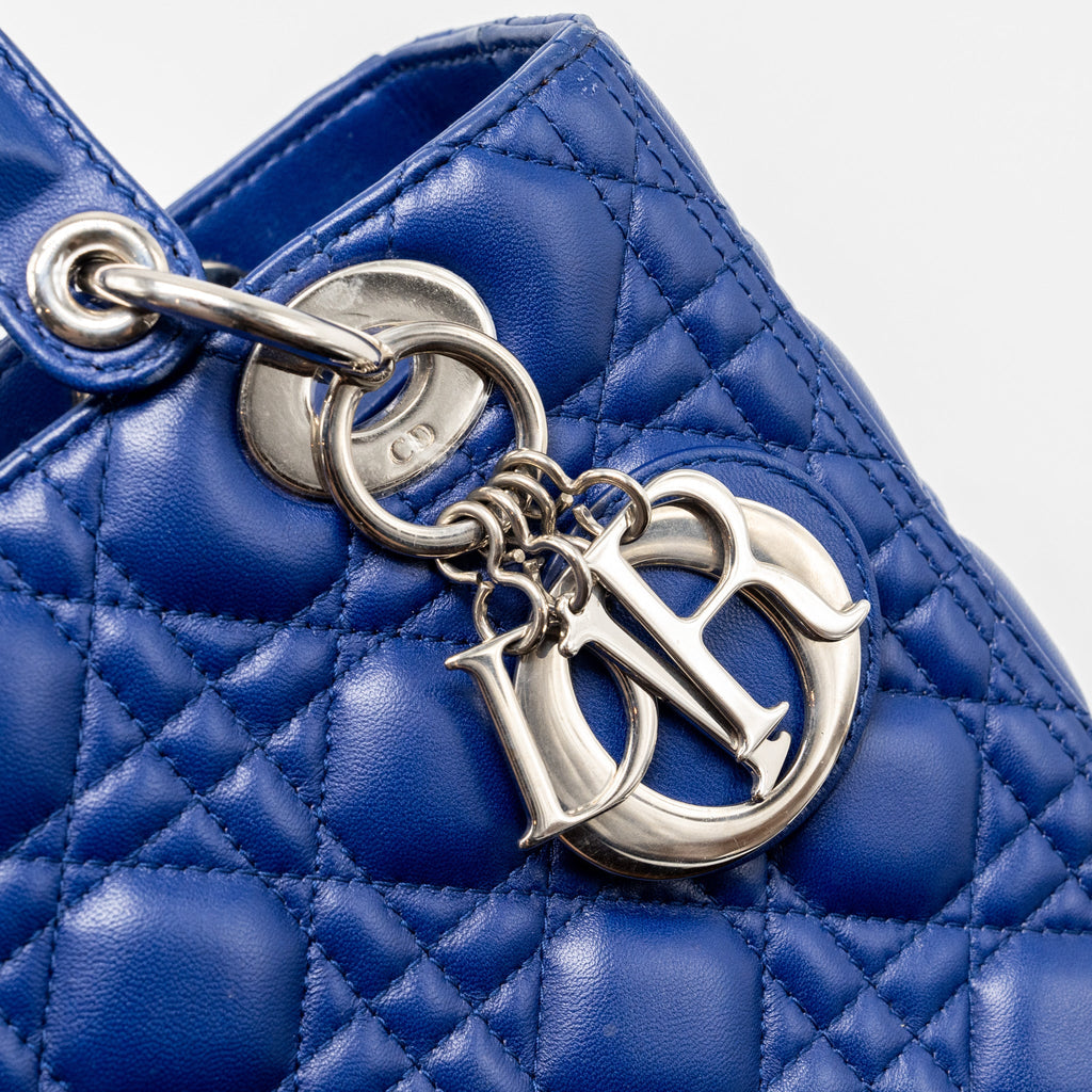 DIOR MEDIUM LADY DIOR LAMBSKIN BLUE SHW