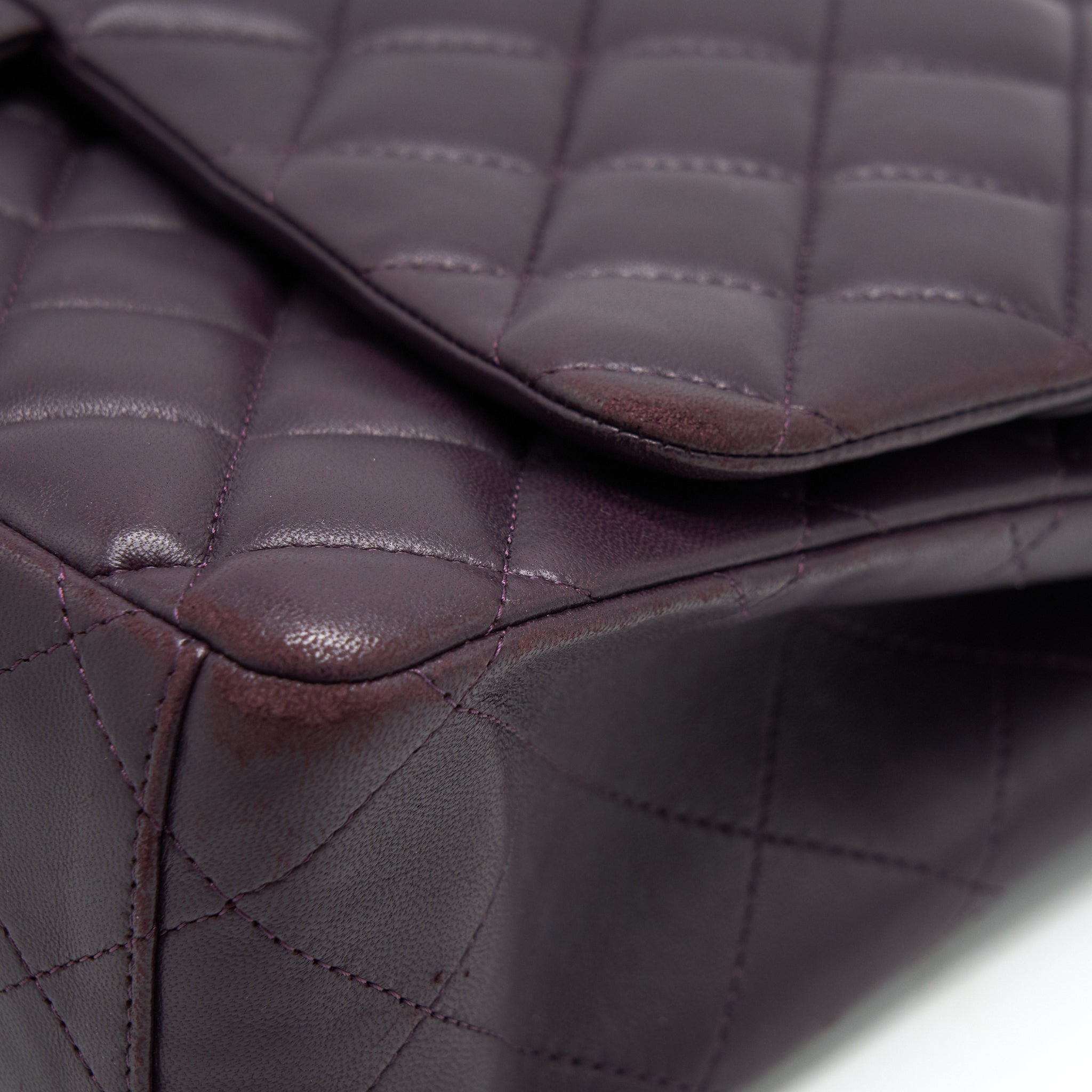 CHANEL MAXI DOUBLE FLAP BAG LAMBSKIN BURGUNDY SHW