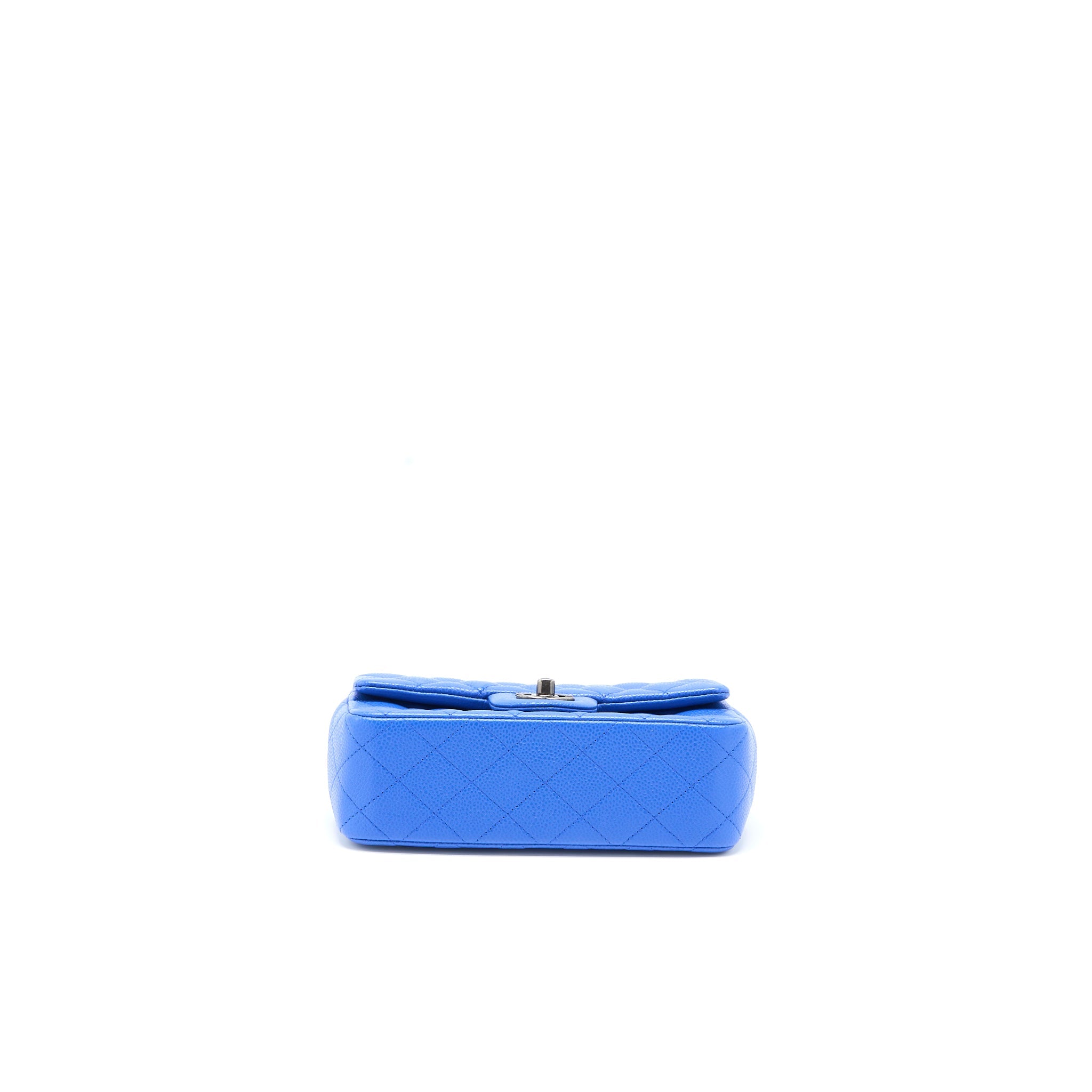 CHANEL MINI RECTANGULAR FLAP BAG CAVIAR BLUE RUTHENIUM HARDWARE