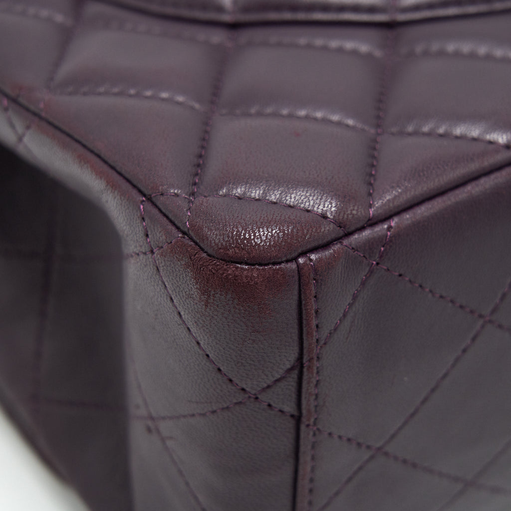 CHANEL MAXI DOUBLE FLAP BAG LAMBSKIN BURGUNDY SHW