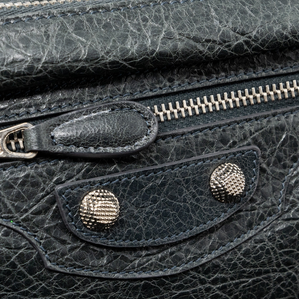 BALENCIAGA MINI CITY CROSSBODY CHAIN BAG LEATHER GREY SHW