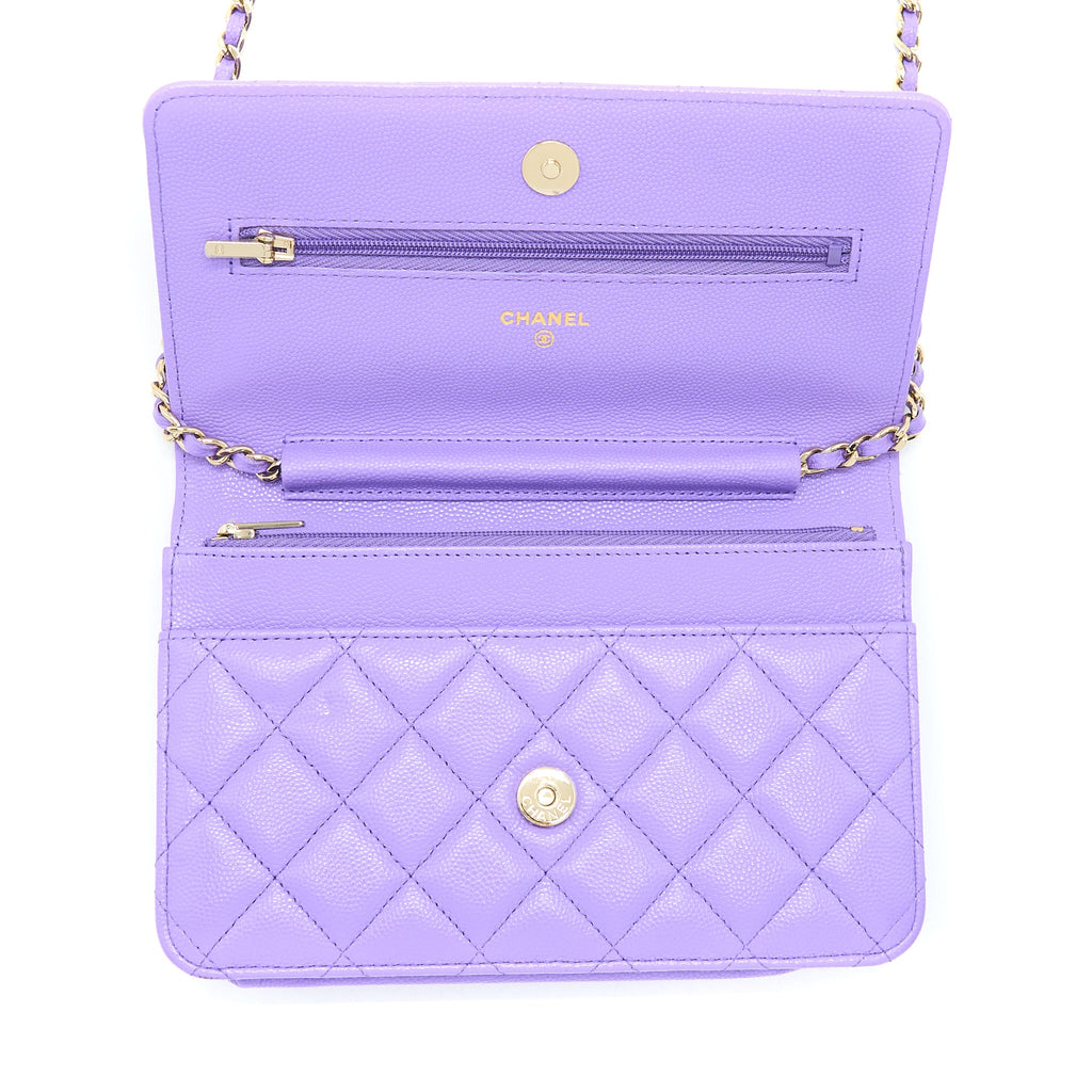 CHANEL CLASSIC WALLET ON CHAIN CAVIAR PURPLE LGHW