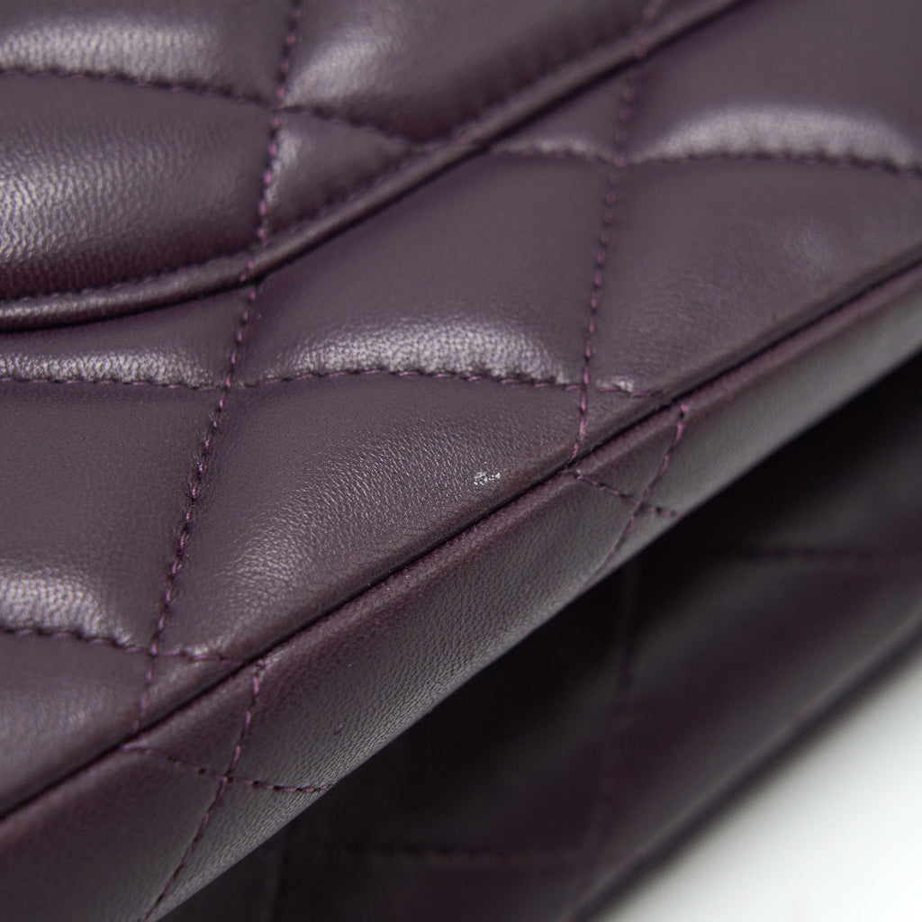 CHANEL MAXI DOUBLE FLAP BAG LAMBSKIN BURGUNDY SHW