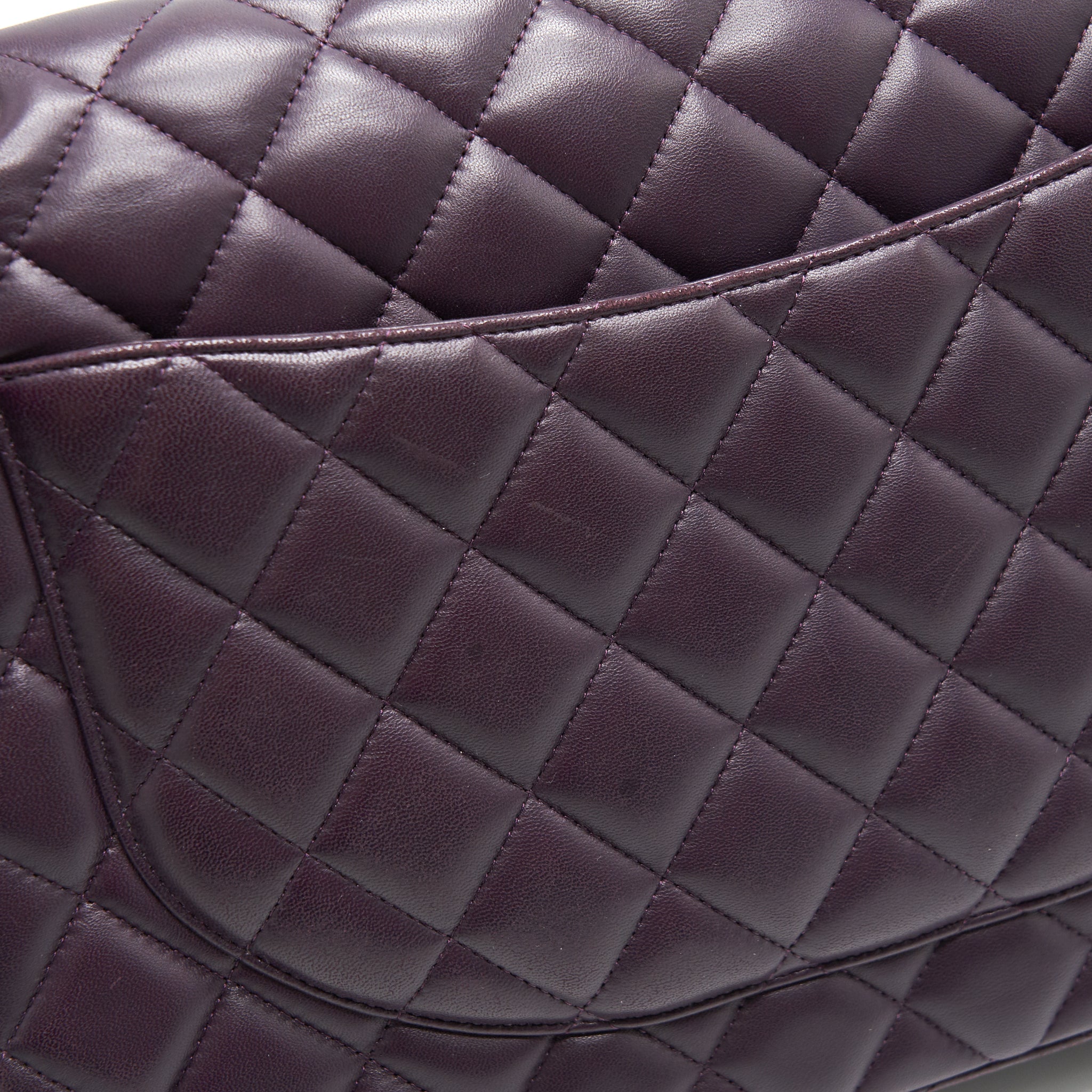 CHANEL MAXI DOUBLE FLAP BAG LAMBSKIN BURGUNDY SHW