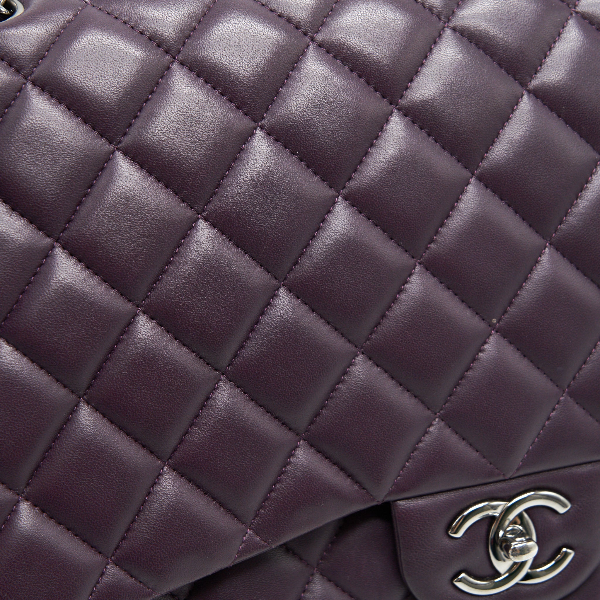 CHANEL MAXI DOUBLE FLAP BAG LAMBSKIN BURGUNDY SHW