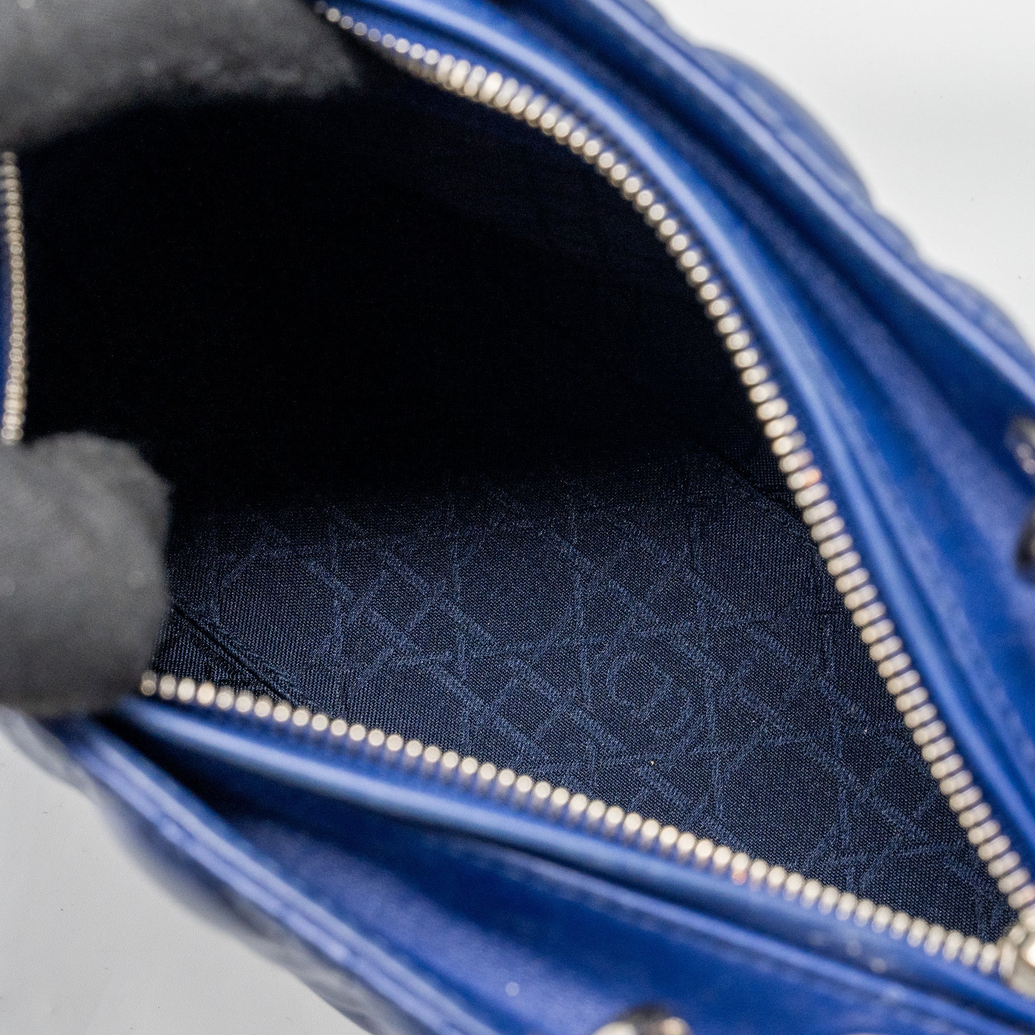 DIOR MEDIUM LADY DIOR LAMBSKIN BLUE SHW