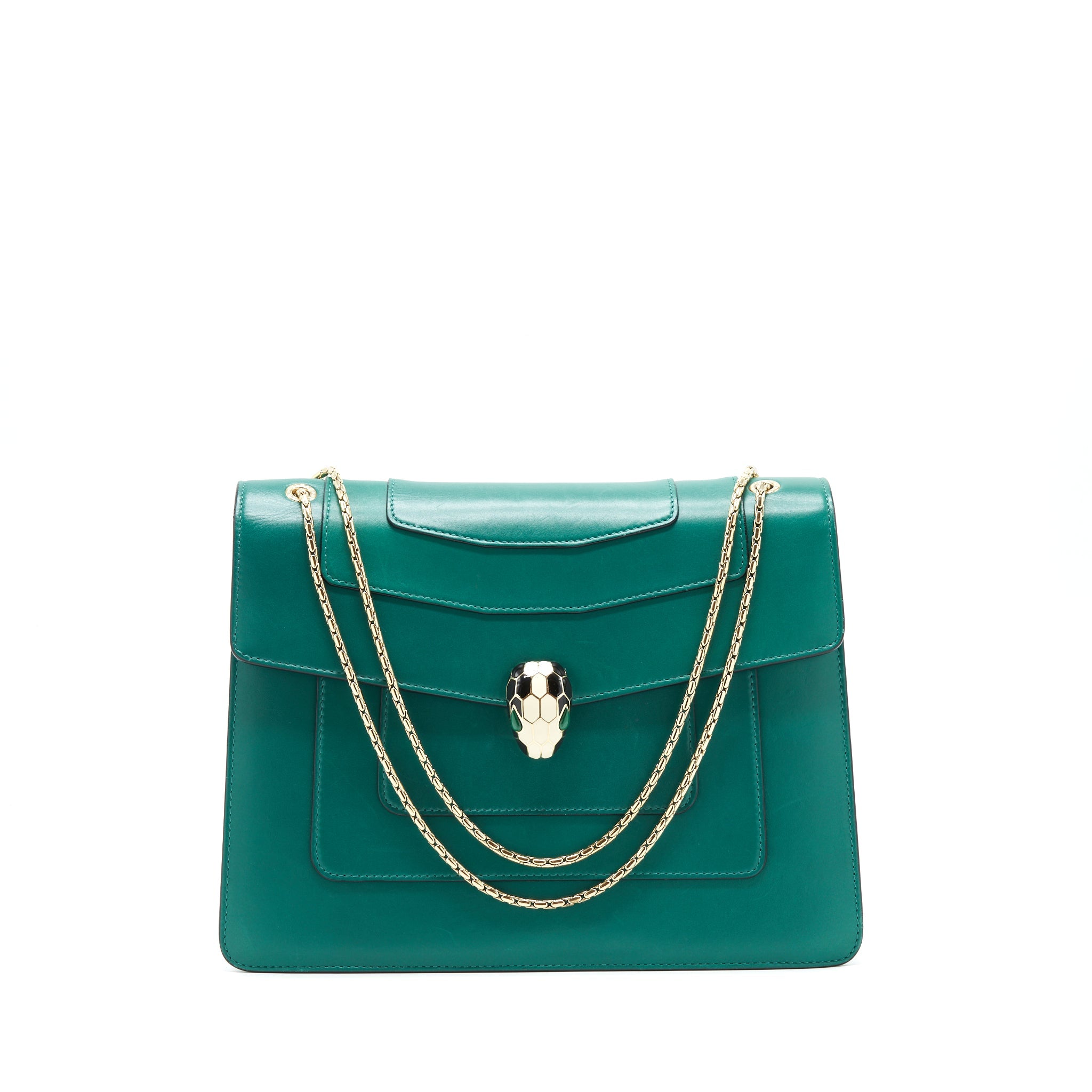 BVLGARI SERPENTI FLAP SHOULDER BAG GREEN