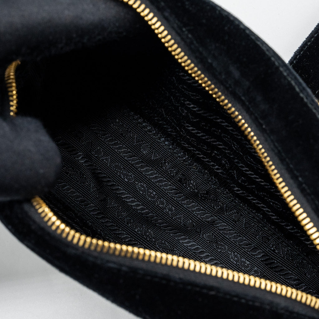 PRADA CAMERA BAG VELVET BLACK GHW