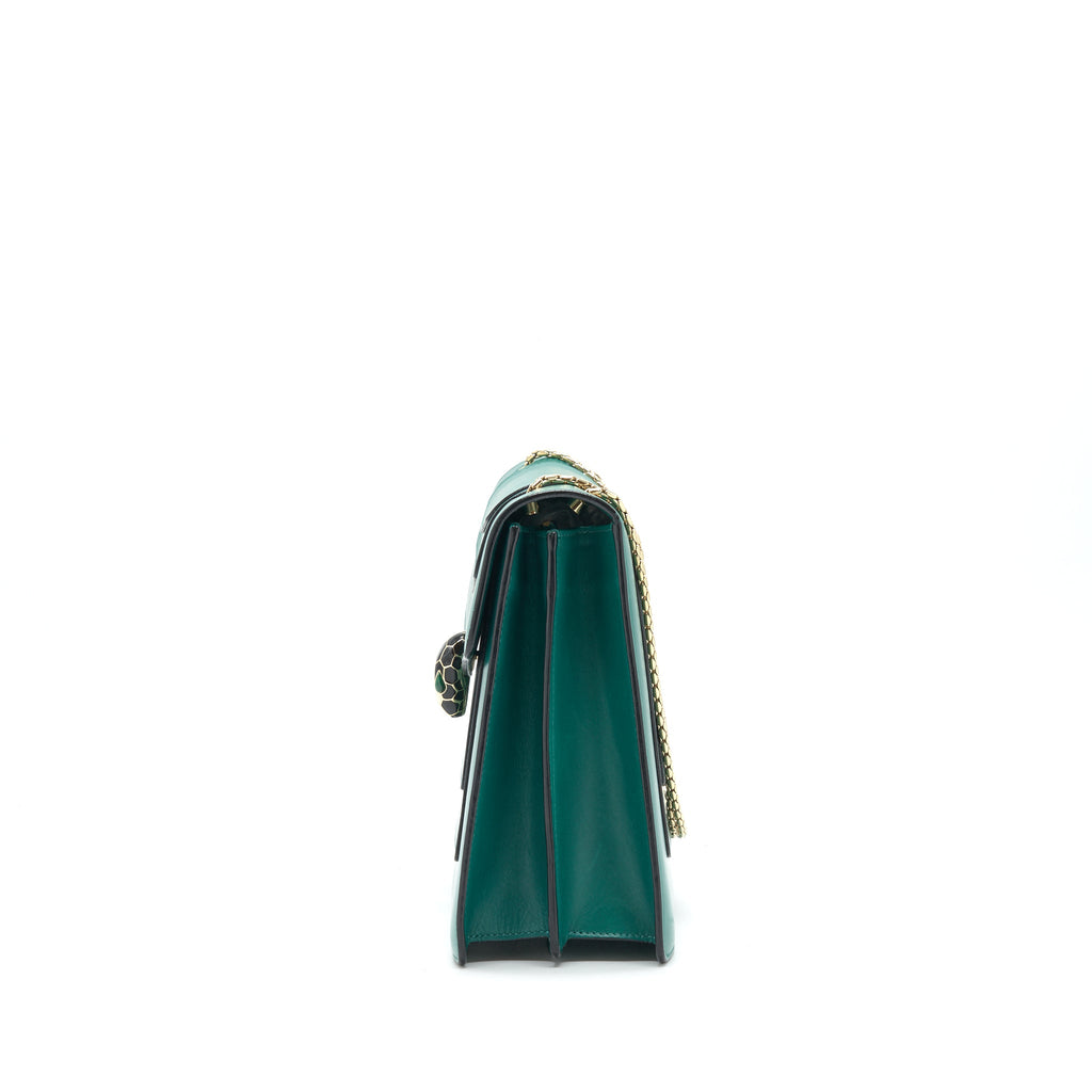 BVLGARI SERPENTI FLAP SHOULDER BAG GREEN