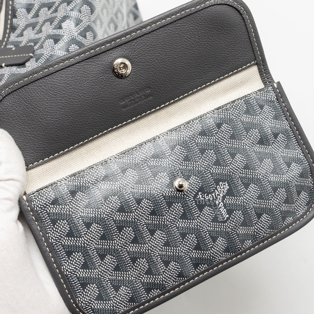 GOYARD SAINT LOUIS PM TOTE GOYARDINE CANVAS / CALFSKIN GREY