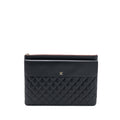 CHANEL QUILTED ZIP AND FLAP POUCH/CLUTCH LARGE MODEL LAMBSKIN BLACK LGHW