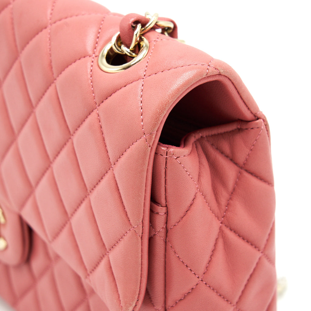 CHANEL LIMITED CHARM FLAP BAG LAMBSKIN PINK LGHW