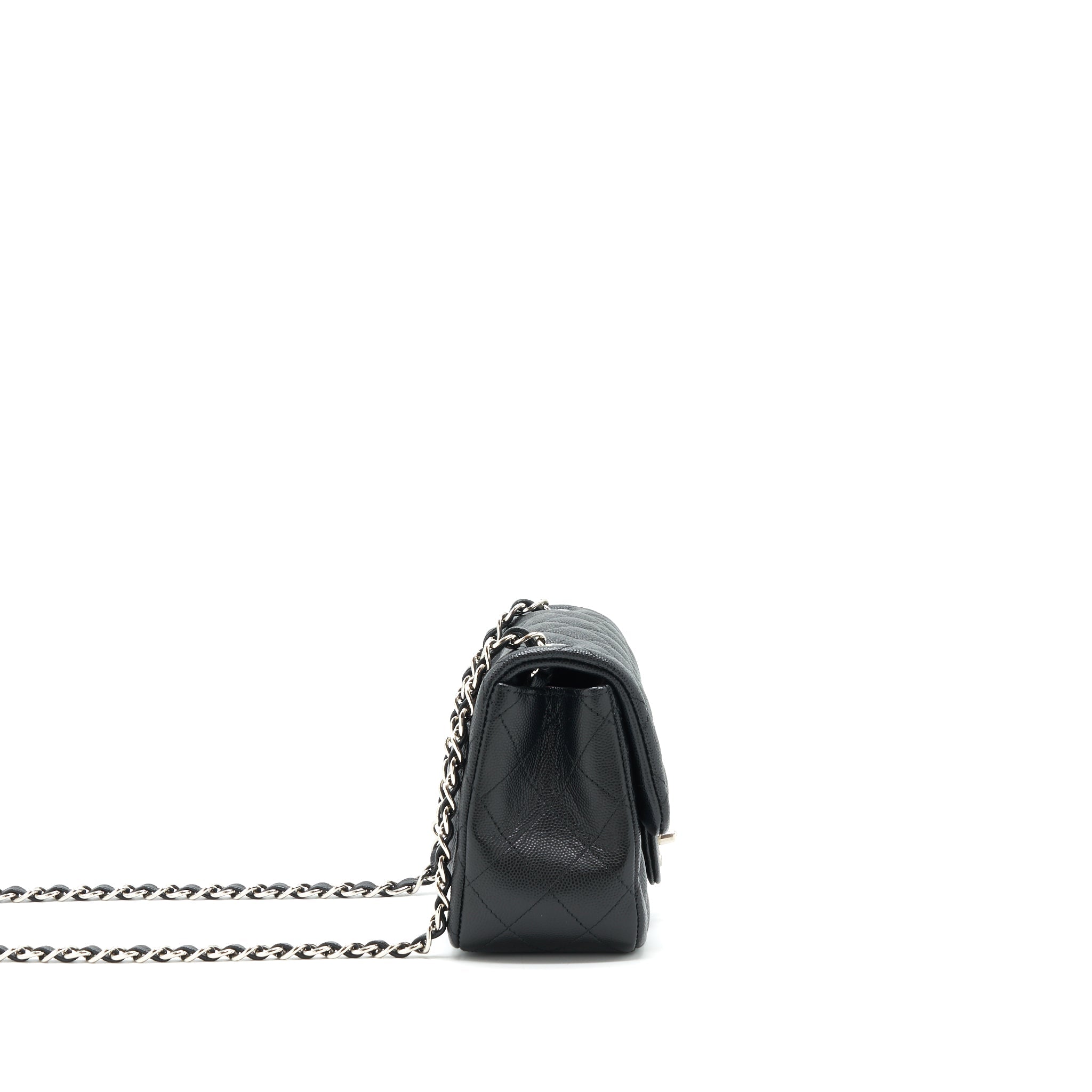 CHANEL MINI SQUARE FLAP BAG CAVIAR BLACK SHW