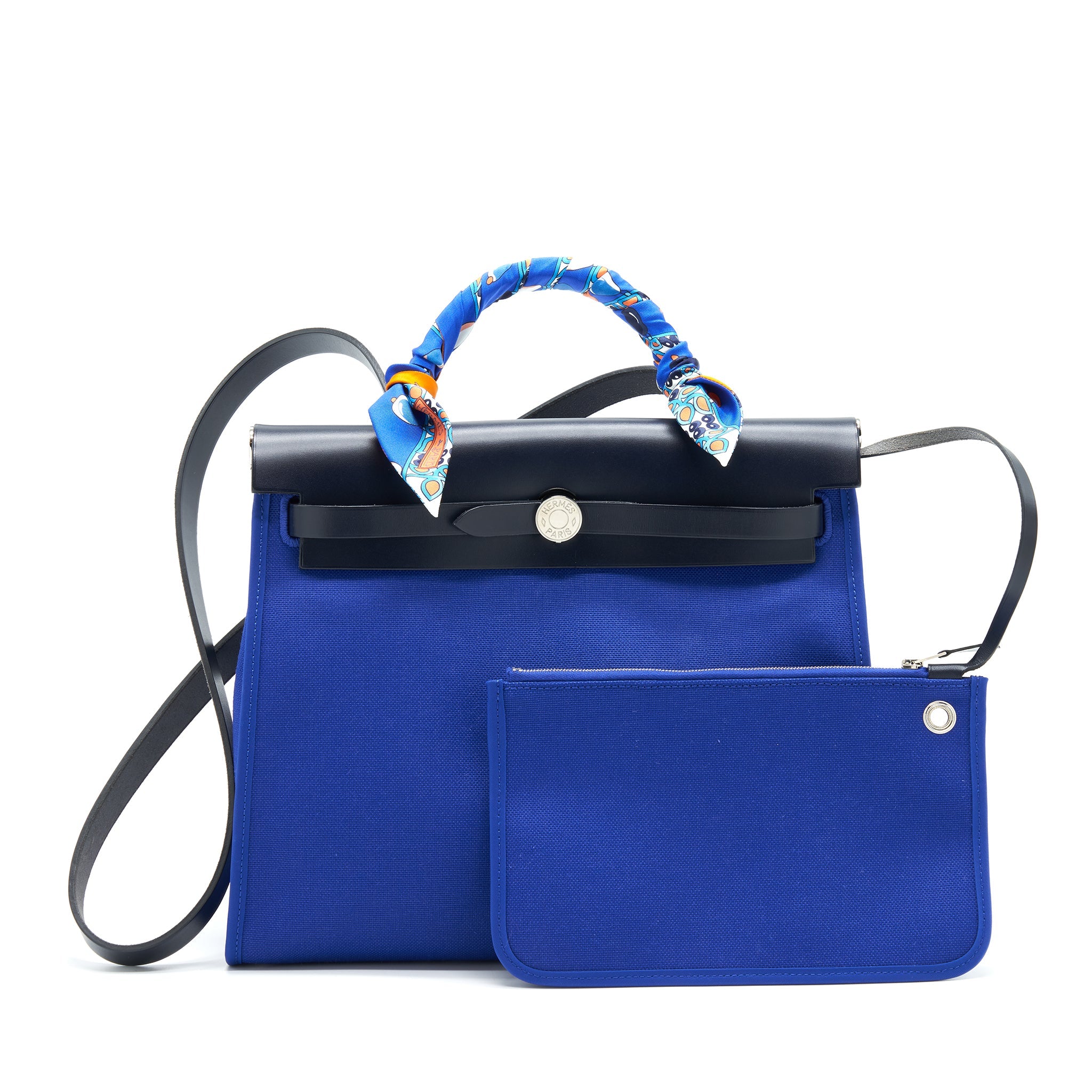 HERMES HERBAG ZIP 31 BAG BLUE ELECTRIC/ BLUE INDIGO WITH TWILLY