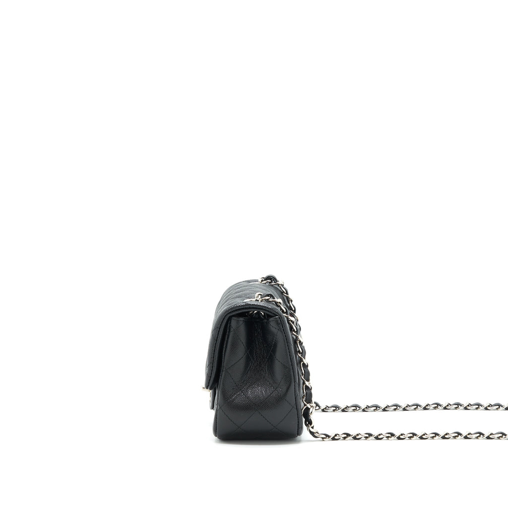 CHANEL MINI SQUARE FLAP BAG CAVIAR BLACK SHW