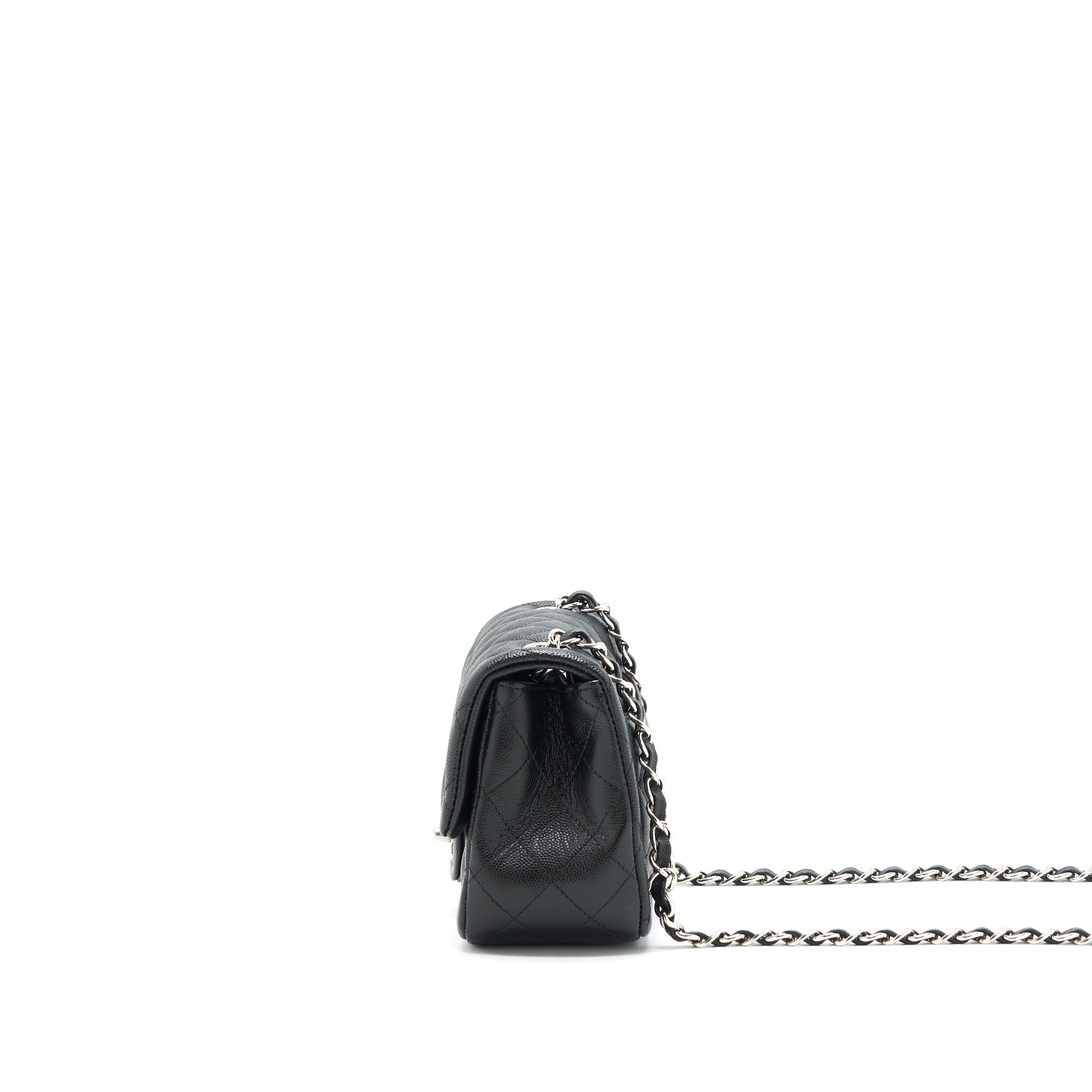 CHANEL MINI SQUARE FLAP BAG CAVIAR BLACK SHW