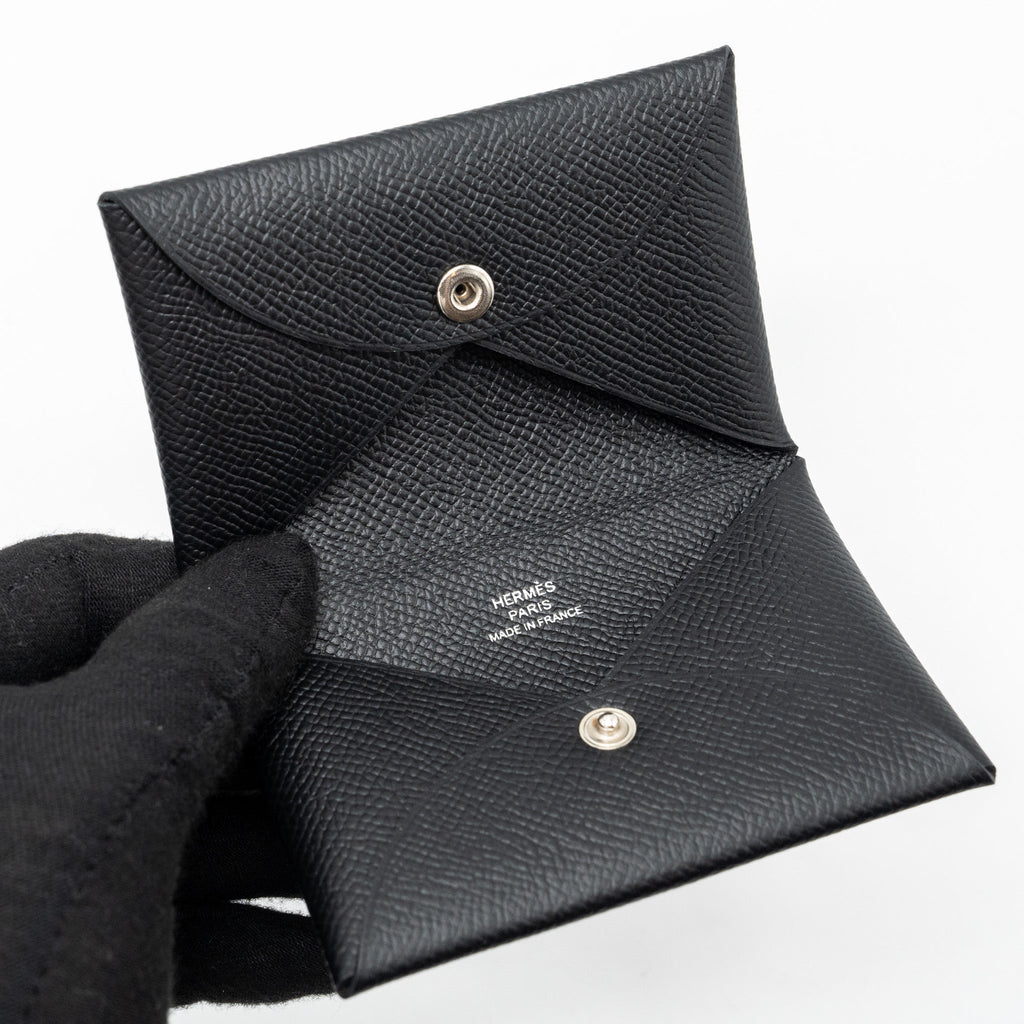 HERMES CALVI CARD HOLDER EPSOM BLACK SHW