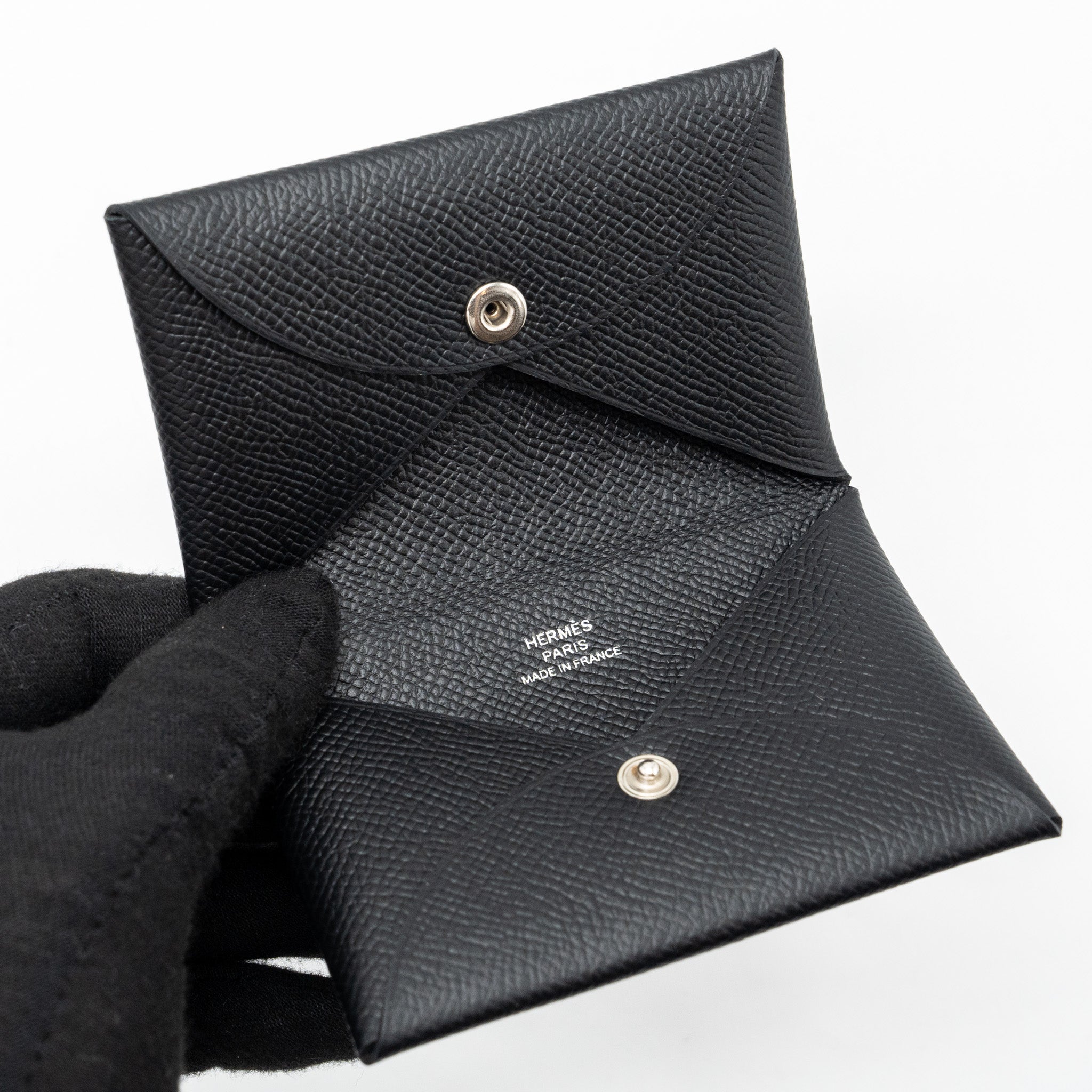 HERMES CALVI CARD HOLDER EPSOM BLACK SHW