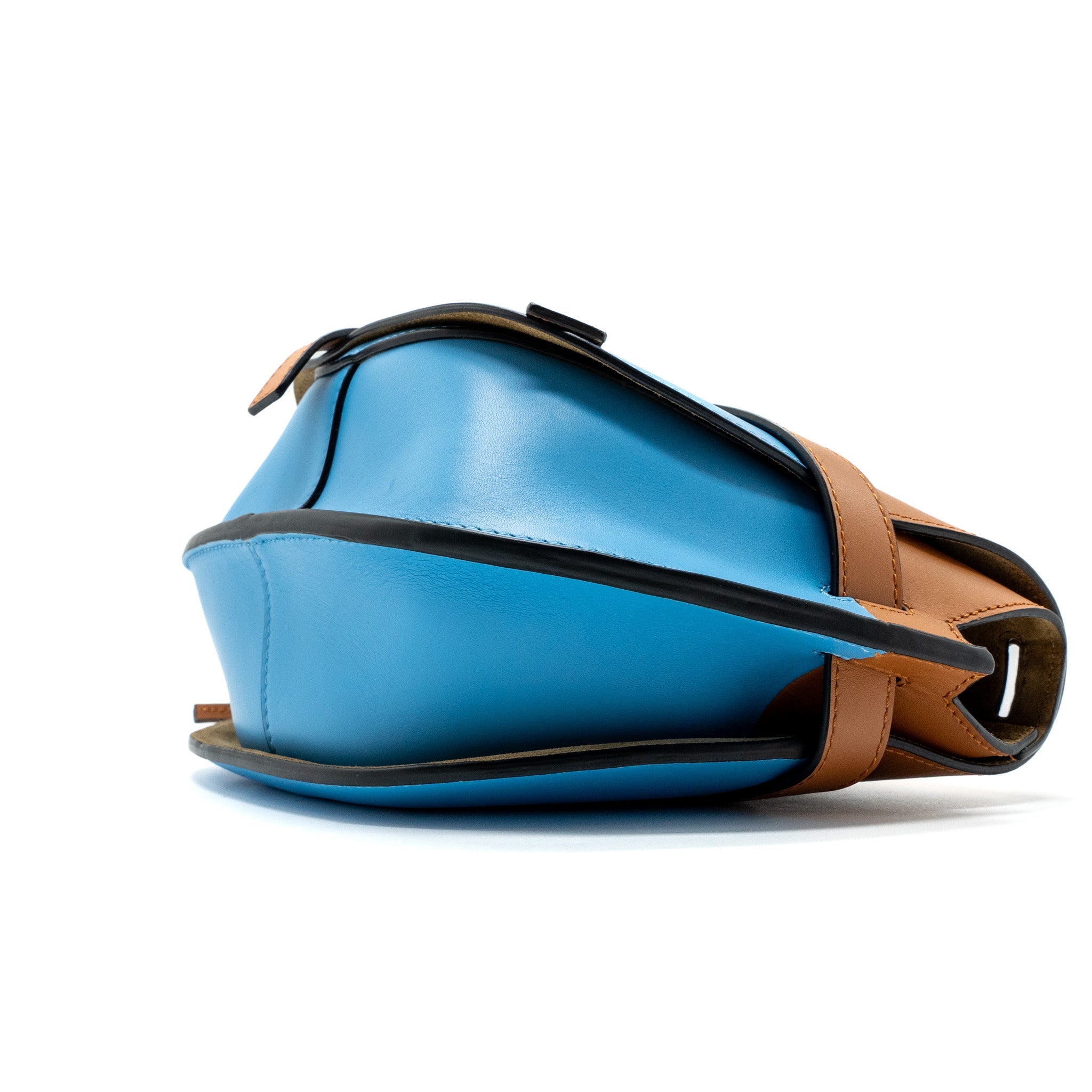 LOEWE GATE BAG LEATHER BLUE / BROWN GHW