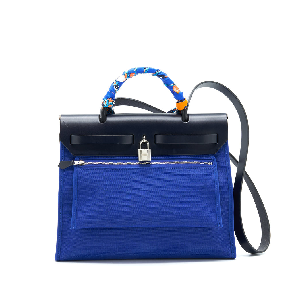 HERMES HERBAG ZIP 31 BAG BLUE ELECTRIC/ BLUE INDIGO WITH TWILLY