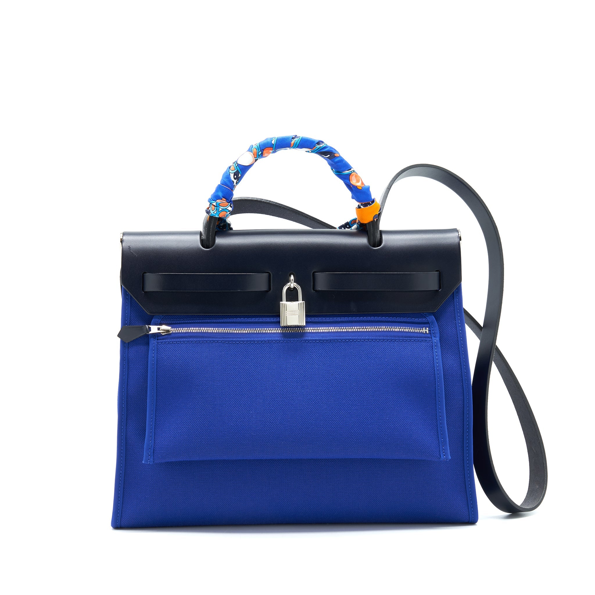 HERMES HERBAG ZIP 31 BAG BLUE ELECTRIC/ BLUE INDIGO WITH TWILLY