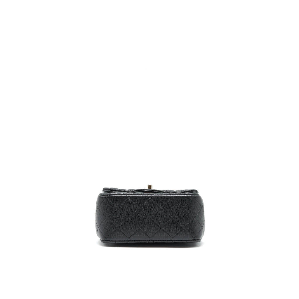 CHANEL MINI SQUARE FLAP BAG CAVIAR BLACK SHW