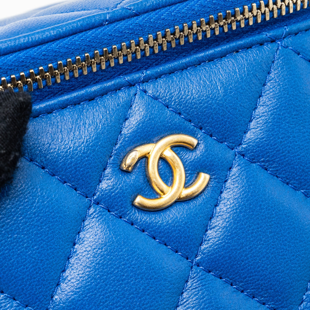 CHANEL PEARL CRUSH MINI VANITY LAMBSKIN BLUE GHW(MICROCHIP)