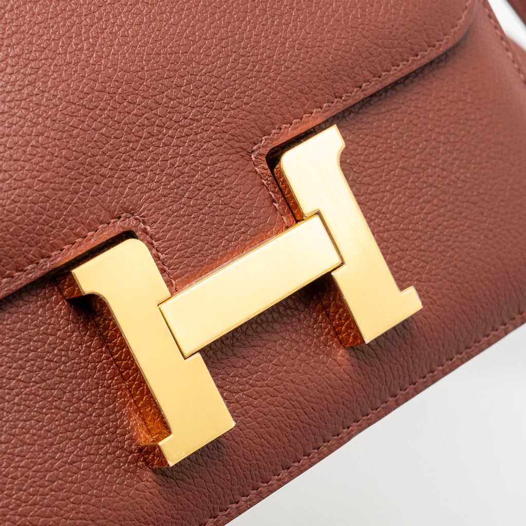 HERMES MINI CONSTANCE EVERCOLOR ROUGE H GHW