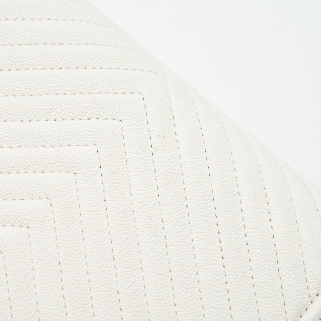 CHANEL CHEVRON CAVIAR WALLET ON CHAIN IVORY LGHW