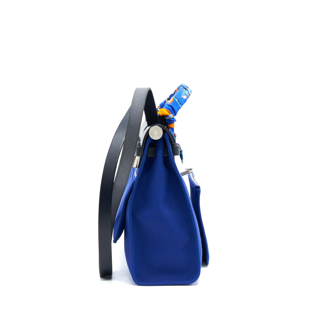 HERMES HERBAG ZIP 31 BAG BLUE ELECTRIC/ BLUE INDIGO WITH TWILLY