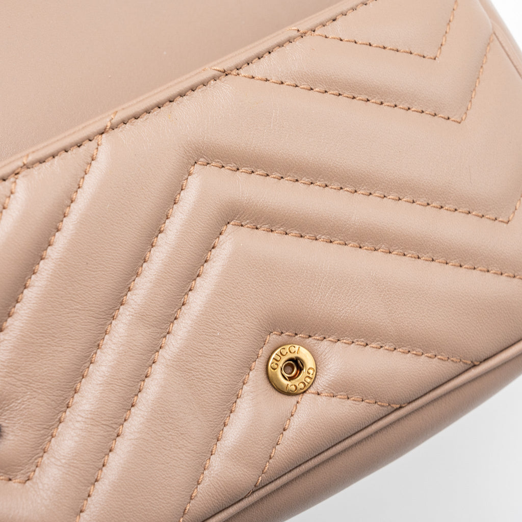 GUCCI SUPER MINI GG MARMONT BAG CALFSKIN BEIGE GHW