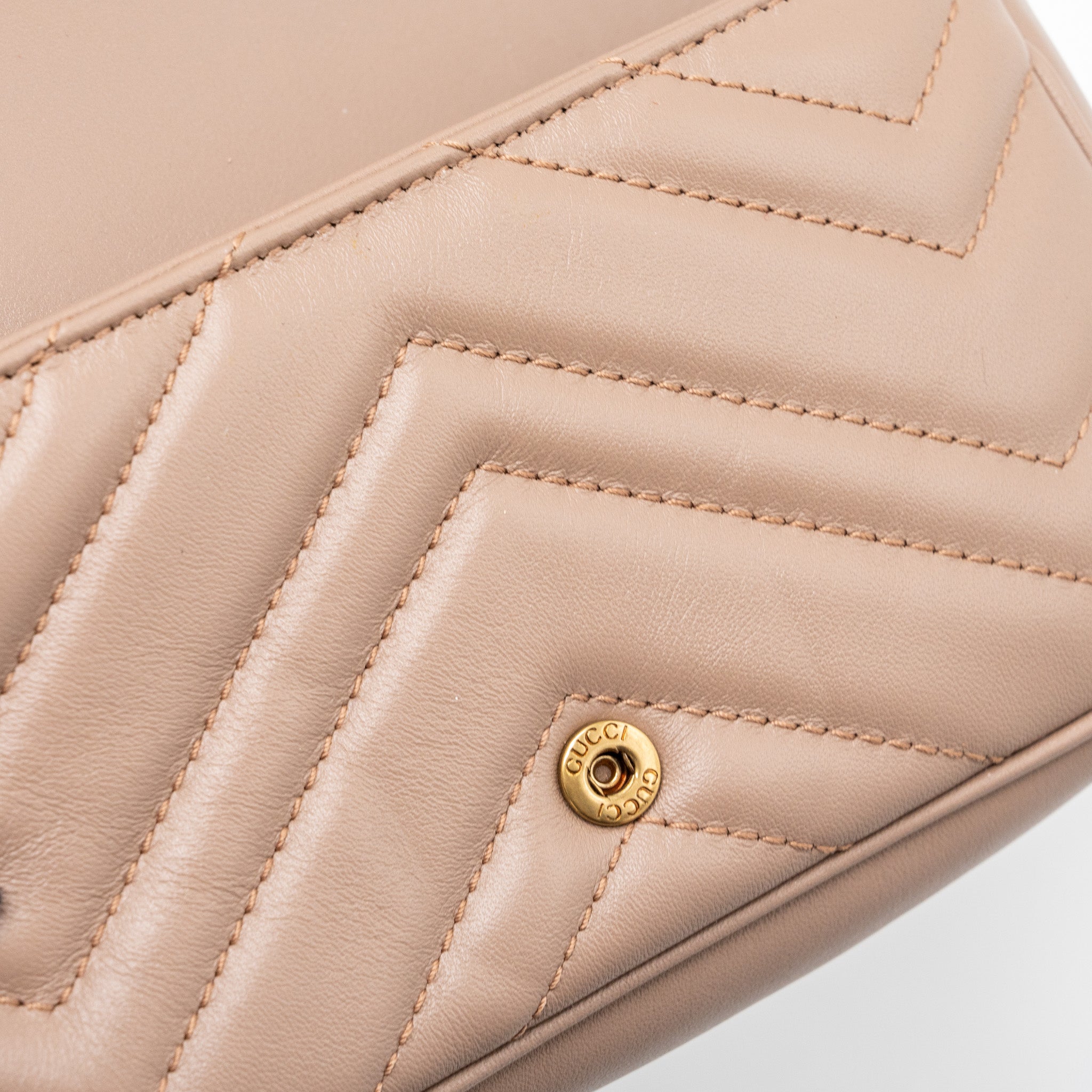GUCCI SUPER MINI GG MARMONT BAG CALFSKIN BEIGE GHW