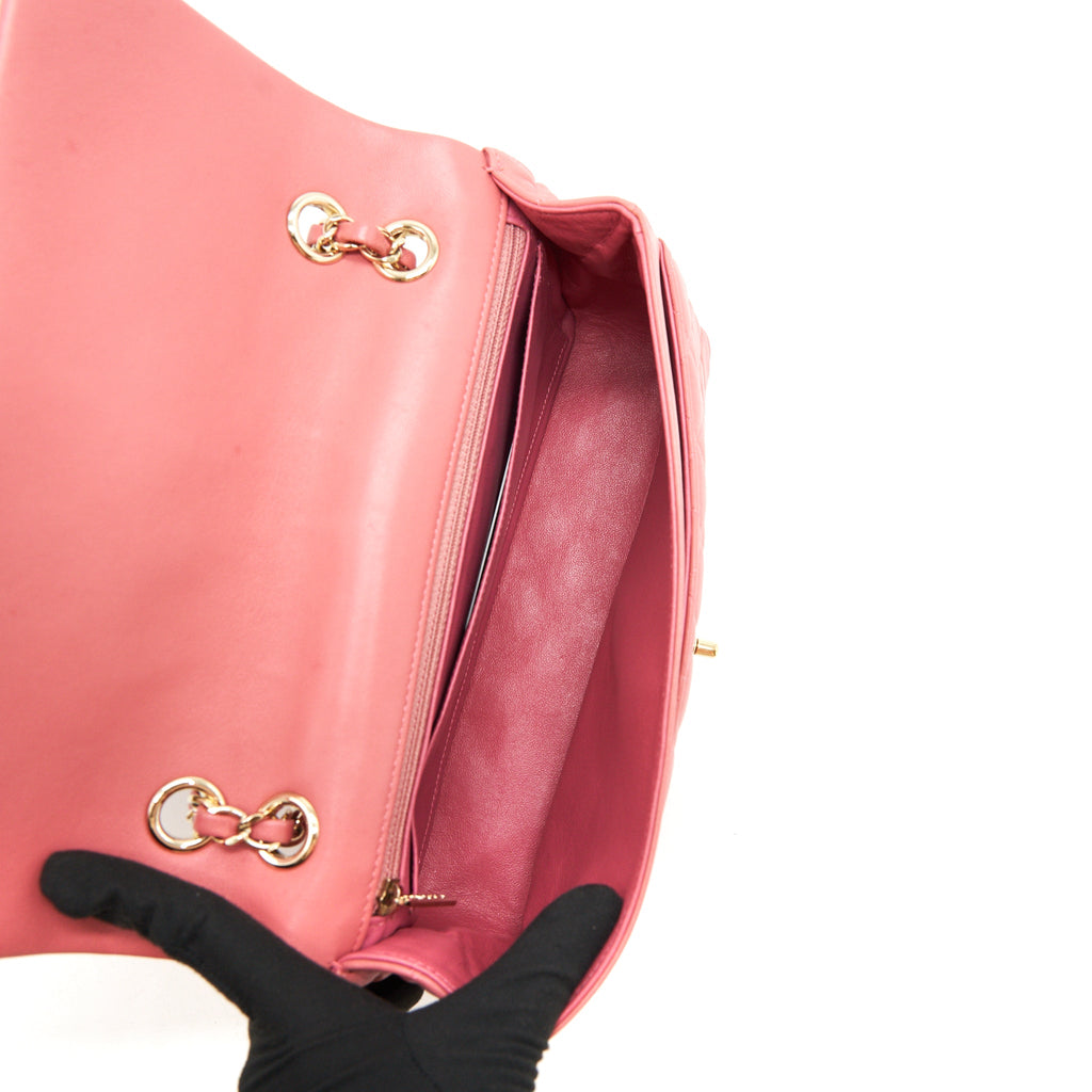 CHANEL LIMITED CHARM FLAP BAG LAMBSKIN PINK LGHW